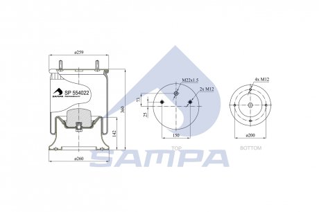 Пневморесора зі стаканом (сталь) (вир-во) SAMPA SP 554022-K
