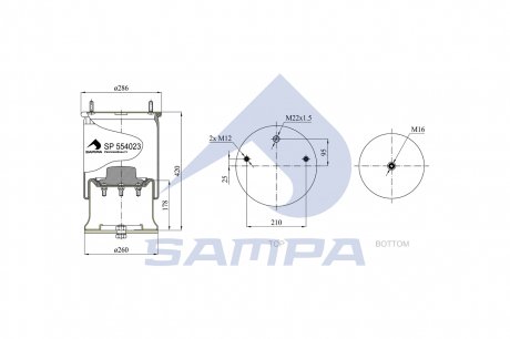 Фото автозапчастини пневмоподушка підвіски SAMPA SP 554023-K08