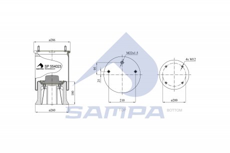 Фото автозапчастини пневмоподушка підвіски SAMPA SP 554023-KP