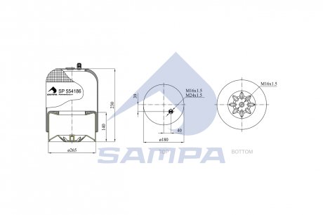 Пневмоподушка підвіски для грузовика Mercedes Actros SAMPA SP 554186-K23
