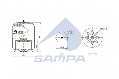 Фото автозапчастини пневмоподушка підвіски SAMPA SP 554758-K23