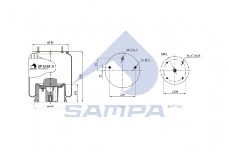 Пневмоподушка SAF 2919V зі стаканом SAMPA SP 554810-KP05
