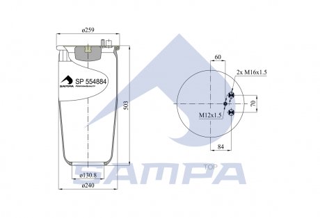 Пневмоподушка підвіски SAMPA SP 554884-07
