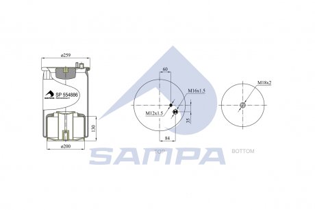 Фото автозапчасти пневморесора підвіски SAMPA SP 554886-K