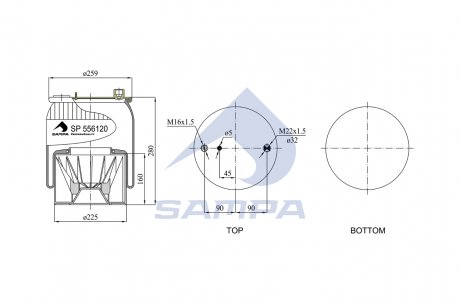 Фото автозапчасти пневморесора підвіски SAMPA SP 556120-KP01