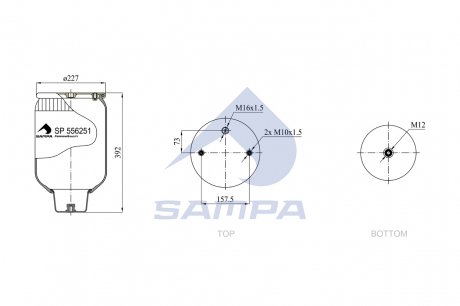 Пневморессора подвески SCANIA 235x392 SAMPA SP 556251 (фото 1)