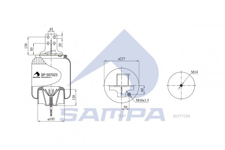 Пневмоподушка IVECO STRALIS/EUROTECH/EUROSTAR зі стаканом задня права SAMPA SP 557023-KP01