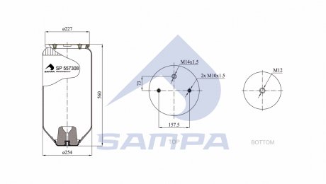 Фото автозапчастини пневморесора без стакана SAMPA SP 557308