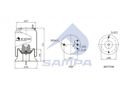 Фото автозапчасти пневмоподушка DAF LF45/LF 45 IV компл. SAMPA SP 557329-K