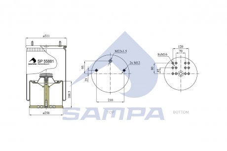 Пневморесора зі стаканом (сталь) (вир-во) SAMPA SP 55881-K