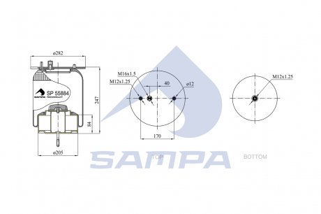 Фото автозапчастини пневмоподушка підвіски SAMPA SP 55884-K04