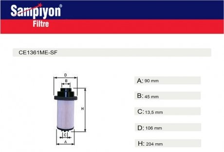 Фільтр палива PU999/2X SAMPIYON CE1361ME (фото 1)