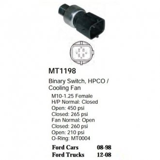Датчик тиску кондиціонера 8L8Z19D594A Ford SANTECH MT1198 (фото 1)