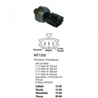 Датчик тиску кондиціонера Nissan (921361FA0A) SANTECH MT1202 (фото 1)