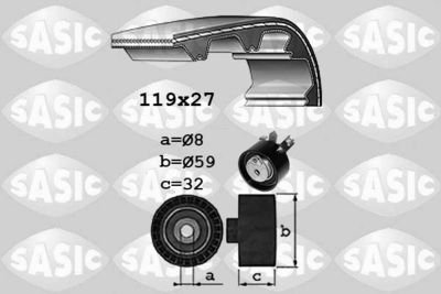 Фото автозапчасти комплект ГРМ (ремень + ролик) MERCEDES A (W176), B SPORTS TOURER (W246, W242), CITAN MIXTO (DOUBLE CABIN), CITAN (MPV), CITAN/MINIVAN (W415), CLA (C117), CLA SHOOTING BRA X117) 1.5D/1.5DH 06.08- SASIC 1754026