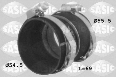 Патрубок інтеркулера (діаметр 54,5мм, довжина 69мм) CITROEN BERLINGO, BERLINGO MULTISPACE, BERLINGO/MINIVAN, C2, C3 I; PEUGEOT 1007, 207, PARTNER TEPEE, PARTNER/MINIVAN 1.6D 07.05- SASIC 3350006 (фото 1)