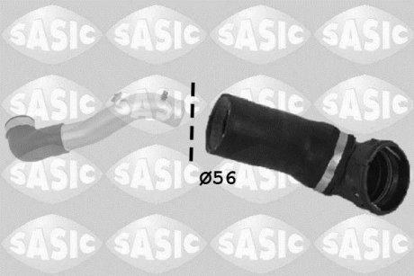 Патрубок интеркулера (пер, диаметр 56мм, черный) BMW 3 (E90), 3 (E91), 3 (E92) 3.0D 12.04-03.13 SASIC 3356055