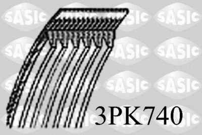 Поликлиновый ремень DACIA LOGAN, SANDERO; HONDA CIVIC III, CRX I; RENAULT CLIO II, KANGOO, KANGOO EXPRESS, THALIA I, THALIA II, TWINGO I; ROVER 200 I, 200 II, 400 II, 75 1.2-2.0 10.83- SASIC 3PK740 (фото 1)