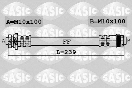 Гальмівний шланг, задній ліва/права (довжина 239мм, M10x1/M10x1) CITROEN BERLINGO, BERLINGO MULTISPACE, BERLINGO/MINIVAN, C4 GRAND PICASSO I, C4 PICASSO I, DS5; DS DS 5 1.2-Electric 07.05- SASIC 6600033 (фото 1)