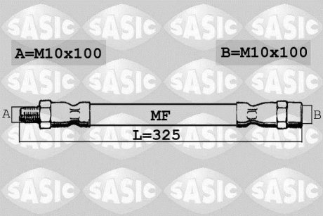 Тормозной шланг, передняя левая/правая (длина 325мм, M10x1/M10x1) MERCEDES VANEO (414) 1.6/1.7D/1.9 02.02-07.05 SASIC 6606037