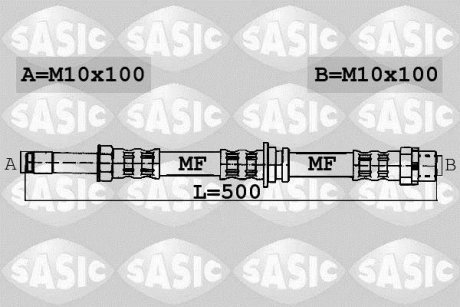 Тормозной шланг, задний левая/правая (длина 500мм, M10x1/M10x1) BMW 3 (E36), 3 (E46) 1.6-3.2 01.95-12.07 SASIC 6606068