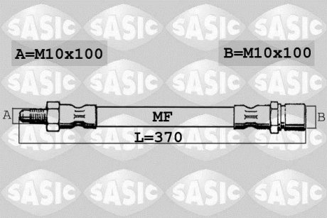 Тормозной шланг, передняя левая/правая (длина 370мм, M10/M10) FORD FOCUS 1.4-2.0 10.98-03.05 SASIC 6606182