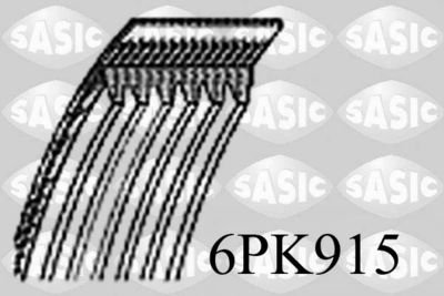 Поликлиновый ремень CITROEN JUMPER; FIAT DUCATO; FORD ESCORT '86 EXPRESS, ESCORT IV, ESCORT V, ESCORT VI, FIESTA III, ORION III; HONDA PRELUDE V; PEUGEOT BOXER; TOYOTA AURIS 1.0-2.8D 10.85- SASIC 6PK915 (фото 1)