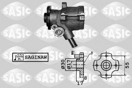 Фото автозапчасти насос гидроусилителя руля CITROEN BERLINGO, BERLINGO/MINIVAN, C25, XSARA, ZX; PEUGEOT 205 I, 205 II, 306, 309 II, 405 I, 405 II, J5, PARTNER, PARTNER/MINIVAN 1.4-2.5D 09.81-12.15 SASIC 7070032 (фото 1)