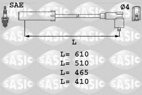 Комплект проводов зажигания RENAULT CLIO I, CLIO II, KANGOO, KANGOO EXPRESS, TWINGO I 1.2/1.2LPG 01.96- SASIC 9284004 (фото 1)