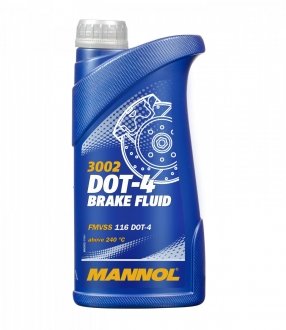 Жидкость тормозная 3002-1 MANNOL DOT-4 1L / Гальмівна рідина з точкою кипіння 260 ºС SCT / Mannol MN3002-1