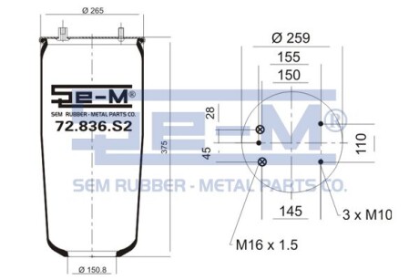 Фото автозапчасти п/подушка 836 m2 без стакана daf SEM LASTIK 72.836.S2