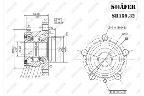 Фото автозапчастини маточина задня Peugeot Expert, Scudo, Jumpy (94-06)ABS+ (SH159.32) SHAFER RD26155932