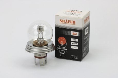 Фото автозапчасти лампа галогеновая R2 12V 45/40W P45T (картонная упаковка 1шт) SHAFER SL1019