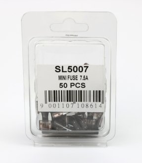 Запобіжник Mini 7.5A (пластикова упаковка по 50шт) SHAFER SL5007