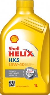Масло двигателя Helix (1L+) SAE 15W40 API SN SHELL HELIX HX5 15W40 1L (фото 1)