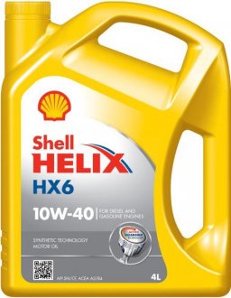 Масло двигателя Helix (4L+) SAE 10W40 API SN PLUS, ACEA A3, B4, Mercedes 229.3, RENAULT RN 0700, Volkswagen 502.00, Volkswagen 505.00 SHELL HELIX HX6 10W40 4L