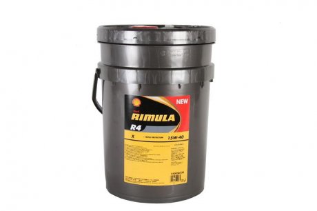 Фото автозапчасти масло двигателя RIMULA (20L+) SAE 15W40 API CF, CF-4, CG-4, СН-4, CI-4, SL, ACEA E3, E5, E7, CATERPILLAR ECF-1-A, CATERPILLAR ECF-2, CUMMINS 20071, CUMMINS 20072, CUMMINS 20075, CUMMINS 20076, CUMMINS SHELL RIMULA R4 X 15W40 20L