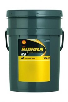 Фото автозапчасти масло двигателя RIMULA (20L+) SAE 10W40 API CF, ACEA E4, E7, CUMMINS 20072, DEUTZ DQC-IV-10, IVECO T3, MACK EO-M+, MAN M 3277, Mercedes 228.5, RENAULT RXD, VOLVO V SHELL RIMULA R6 M 10W40 20L