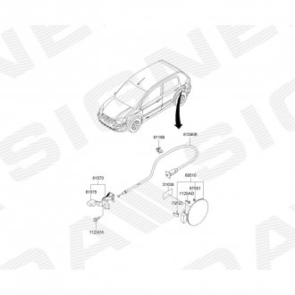 Фото автозапчасти привод лючка топливного бака HYUNDAI GETZ, 05 - 11 SIGNEDA 815901C000