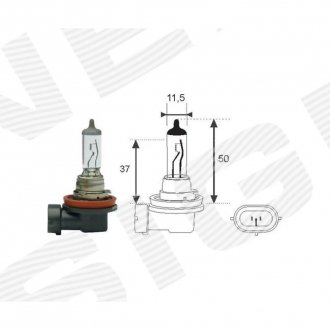 Фото автозапчасти лампа h8 12V H8 35W, MM (009600490000) SIGNEDA H8MM