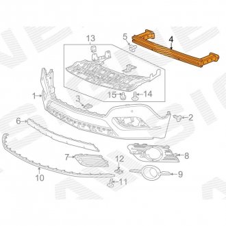 Фото автозапчасти усилитель переднего бампера BUICK ENCORE, нижній CHEVROLET TRAX, 12 -22 (95328133) SIGNEDA PBK44001A