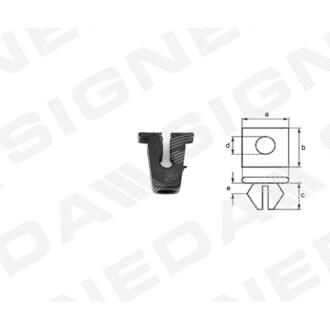 Фото автозапчастини пластмасові кріплення a - 12mm, b - 7mm, c - 11mm, d - 4mm, e - 2mm AUDI A4 (B9), 15 - 18 (811807577C) SIGNEDA T06110