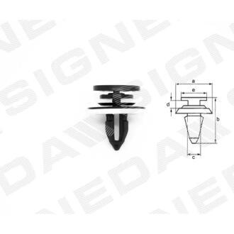 Фото автозапчасти пластмассовые крепления a - 27mm, b - 30mm, c - 10mm, d - 8mm, e - 22mm AUDI A3 (8P), 03 - 08 (8E0868243) SIGNEDA T102010