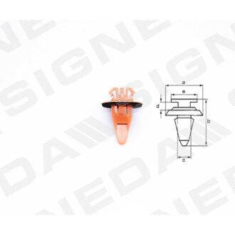 Фото автозапчасти пластмассовые крепления a - 17mm, b - 23mm, c - 9mm, d - 1mm, e - 9mm TOYOTA HILUX (N70), 01.12 - 06.16 (75397-35010) SIGNEDA T102510