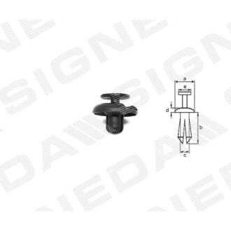 Фото автозапчастини пластмасові кріплення a - 18mm, b - 15mm, c - 7mm, d - 4mm, e - 12mm TOYOTA LAND CRUISER FJ100, 01.98 - 10.07 (5387960010) SIGNEDA T114410