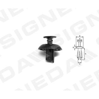 Фото автозапчастини пластмасові кріплення a - 19mm, b - 10mm, c - 7mm, d - 4mm, e - 10mm LEXUS GS300/350/430/450H/460, 06 - 12 (9046707211) SIGNEDA T132910