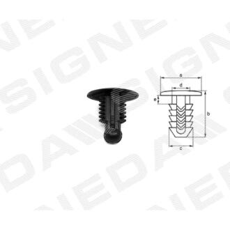 Фото автозапчасти пластмассовые крепления a - 17mm, b - 19mm, c - 9mm, d - 5mm SIGNEDA T183310