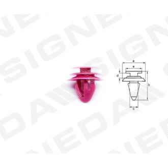 Фото автозапчастини пластмасові кріплення a - 18mm, b - 17mm, c - 8mm, d - 4mm, e - 15mm SIGNEDA T184810