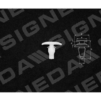 Фото автозапчастини пластмасові кріплення a - 6mm, b - 12mm, c - 7mm, d - 2mm, e - 5x15mm DAEWOO LEGANZA, 09.97 - 03 (91563SCV003) SIGNEDA T201510