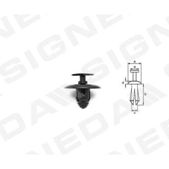 Фото автозапчасти пластмассовые крепления a - 20mm, b - 8mm, c - 8mm, d - 2mm, e - 9x13mm NISSAN MICRA, 03 - 10 (849953J001) SIGNEDA T209310